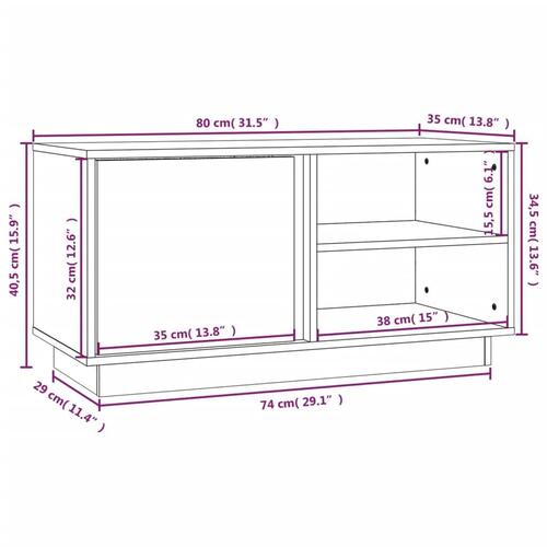 Tv-bord 80x35x40,5 cm massivt fyrretræ gyldenbrun