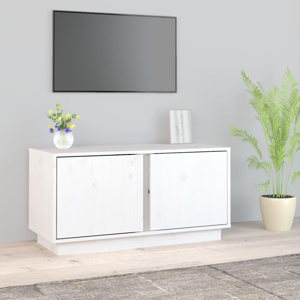 Tv-bord 80x35x40,5 cm massivt fyrretræ hvid