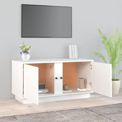 Tv-bord 80x35x40,5 cm massivt fyrretræ hvid