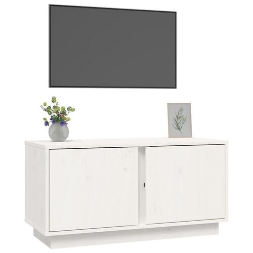 Tv-bord 80x35x40,5 cm massivt fyrretræ hvid