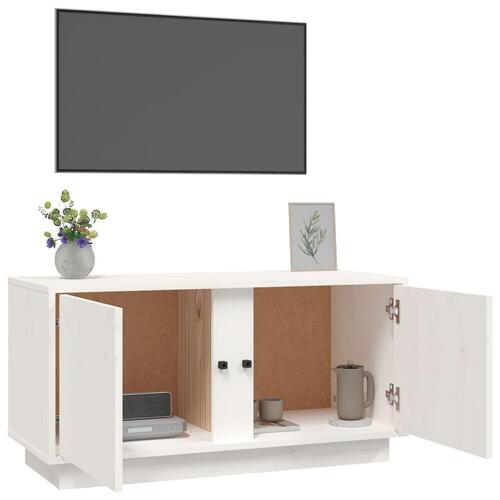Tv-bord 80x35x40,5 cm massivt fyrretræ hvid