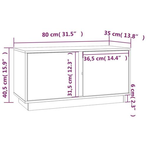 Tv-bord 80x35x40,5 cm massivt fyrretræ hvid