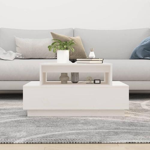 Sofabord 80x55x40,5 cm massivt fyrretræ hvid