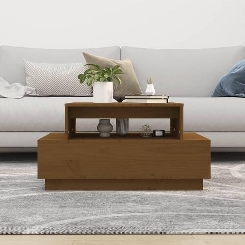 Sofabord 80x55x40,5 cm massivt fyrretræ gyldenbrun