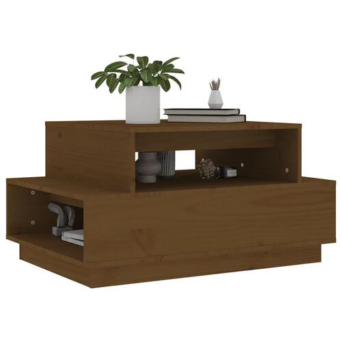 Sofabord 80x55x40,5 cm massivt fyrretræ gyldenbrun