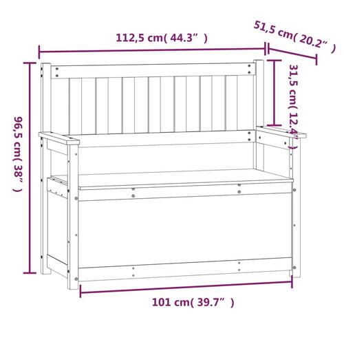 Bænk 112,5x51x,5x96,5 cm massivt fyrretræ grå