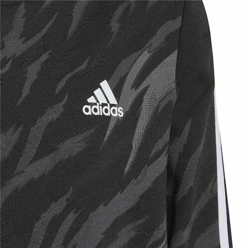 Hættetrøje til Børn Adidas 3 Stripes Sort 7-8 år