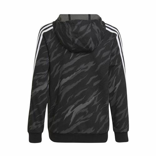 Hættetrøje til Børn Adidas 3 Stripes Sort 7-8 år
