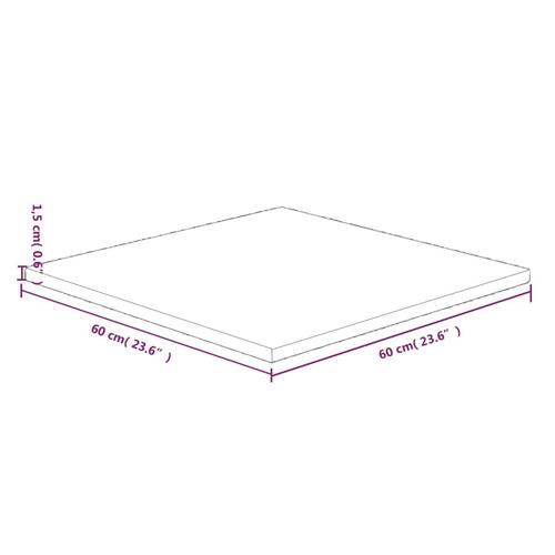 Firkantet bordplade 60x60x1,5 cm behandlet massivt eg mørkebrun