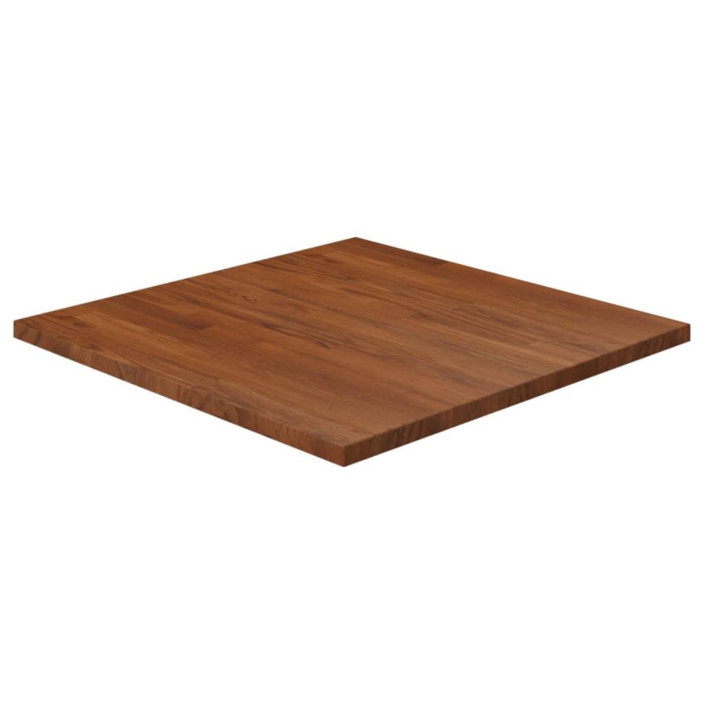 Firkantet bordplade 70x70x2,5 cm behandlet massivt eg mørkebrun