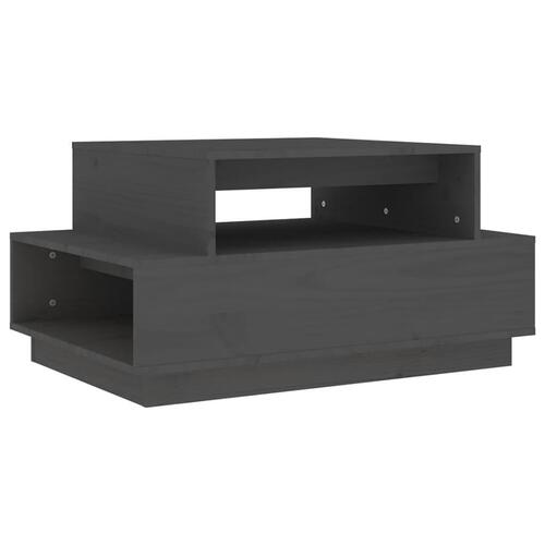 Sofabord 80x55x40,5 cm massivt fyrretræ grå