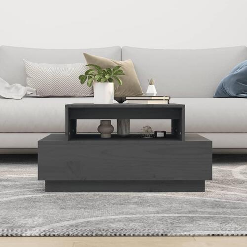 Sofabord 80x55x40,5 cm massivt fyrretræ grå