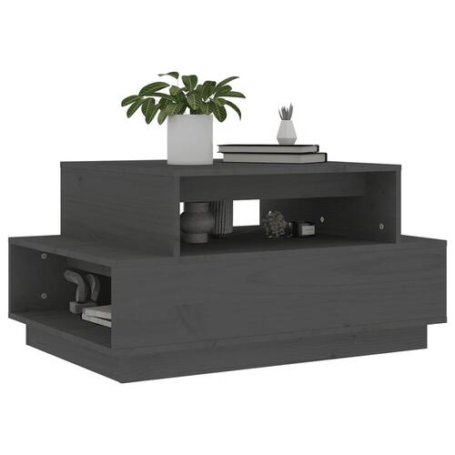 Sofabord 80x55x40,5 cm massivt fyrretræ grå