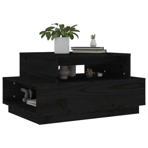 Sofabord 80x55x40,5 cm massivt fyrretræ sort