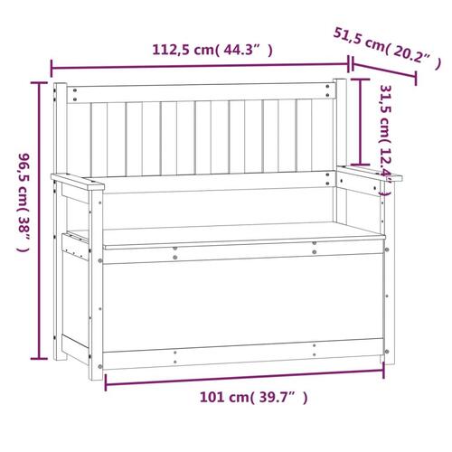 Bænk 112,5x51x,5x96,5 cm massivt fyrretræ hvid