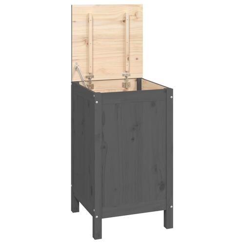 Vasketøjskurv 44x44x76 cm massivt fyrretræ grå