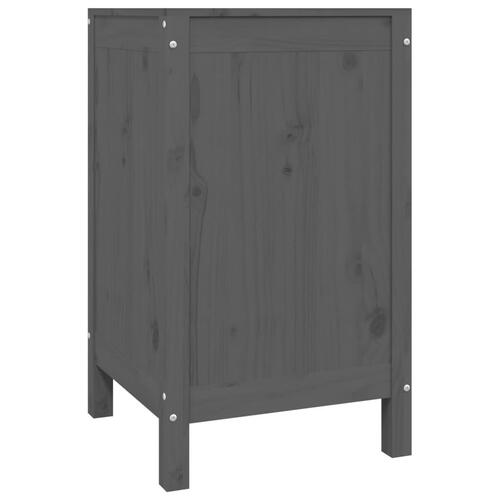 Vasketøjskurv 44x44x76 cm massivt fyrretræ grå