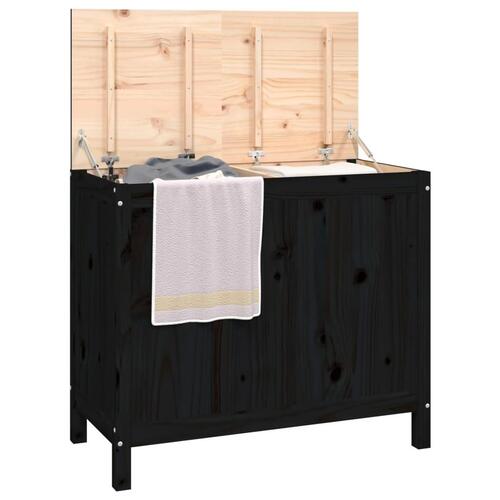 Vasketøjskurv 88,5x44x76 cm massivt fyrretræ sort