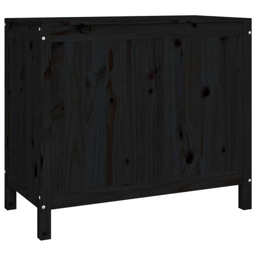 Vasketøjskurv 88,5x44x76 cm massivt fyrretræ sort