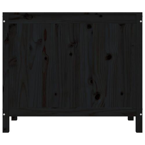 Vasketøjskurv 88,5x44x76 cm massivt fyrretræ sort