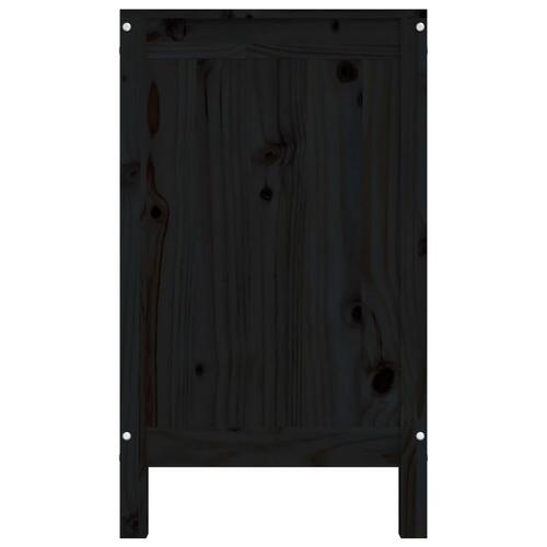 Vasketøjskurv 88,5x44x76 cm massivt fyrretræ sort