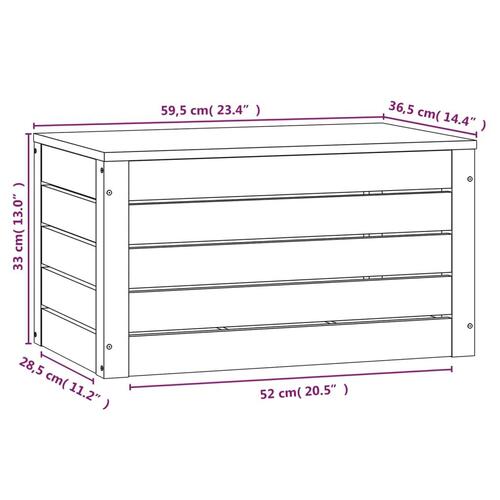 Opbevaringskasse 59,5x36,5x33 cm massivt fyrretræ hvid