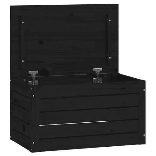 Opbevaringskasse 59,5x36,5x33 cm massivt fyrretræ sort
