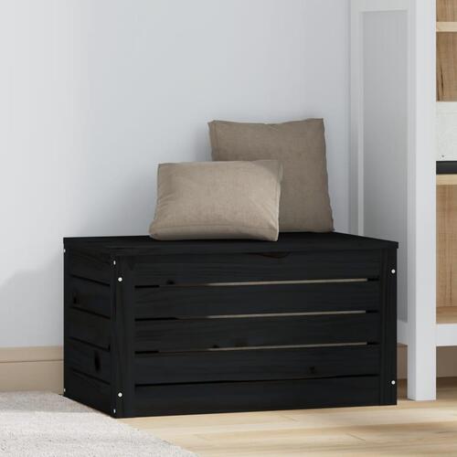 Opbevaringskasse 59,5x36,5x33 cm massivt fyrretræ sort