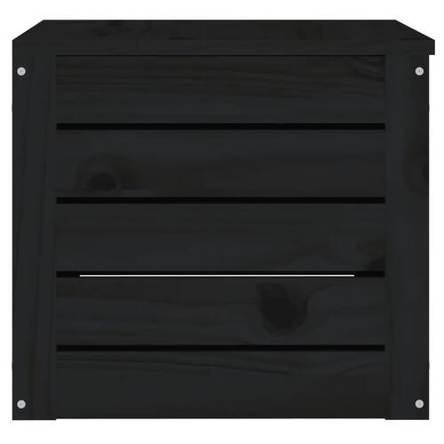 Opbevaringskasse 59,5x36,5x33 cm massivt fyrretræ sort