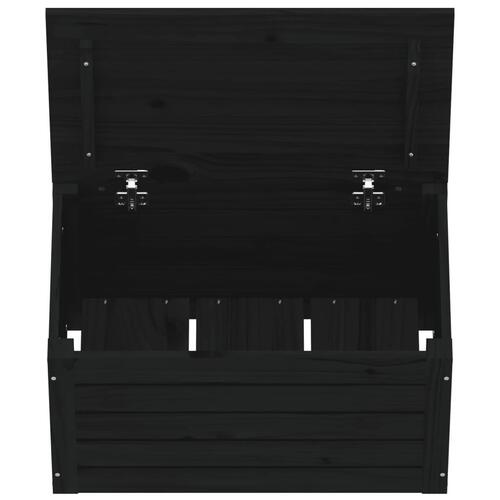 Opbevaringskasse 59,5x36,5x33 cm massivt fyrretræ sort