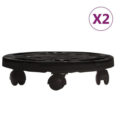 Plantevogne 2 stk. med hjul 170 kg diam. 30 cm sort