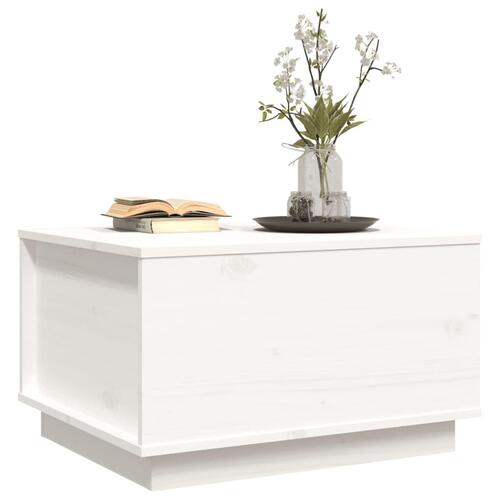 Sofabord 60x50x35 cm massivt fyrretræ hvid