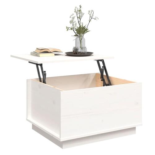 Sofabord 60x50x35 cm massivt fyrretræ hvid