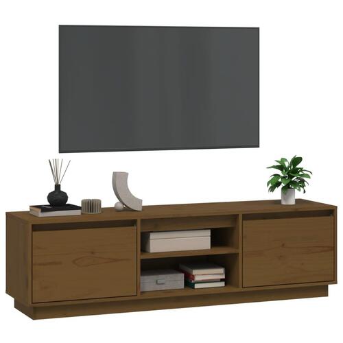 Tv-bord 140x35x40 cm massivt fyrretræ gyldenbrun