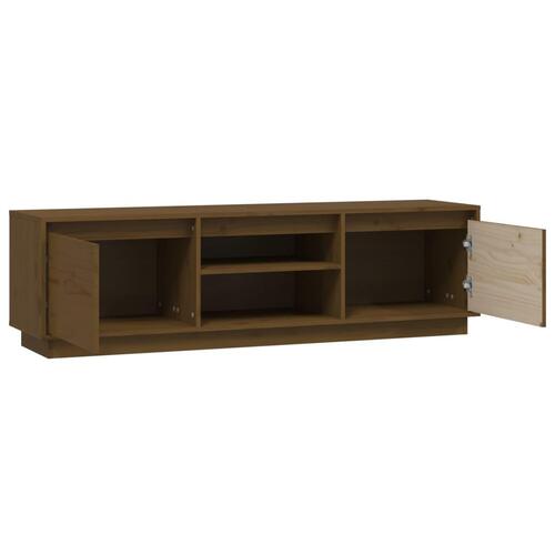Tv-bord 140x35x40 cm massivt fyrretræ gyldenbrun