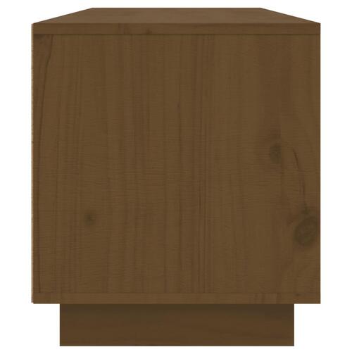 Tv-bord 140x35x40 cm massivt fyrretræ gyldenbrun