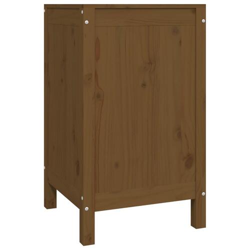Vasketøjskurv 44x44x76 cm massivt fyrretræ gyldenbrun