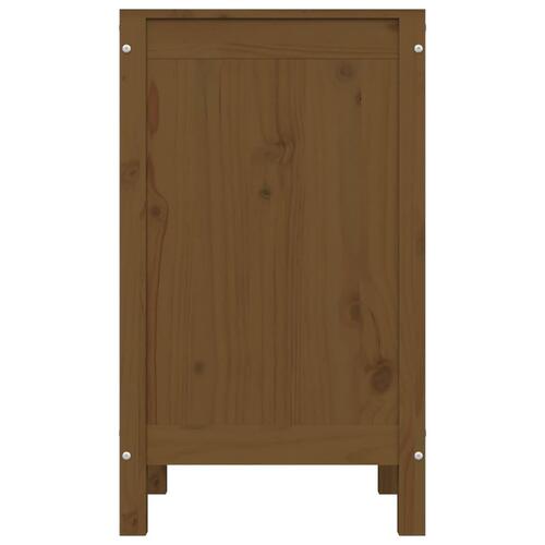 Vasketøjskurv 44x44x76 cm massivt fyrretræ gyldenbrun