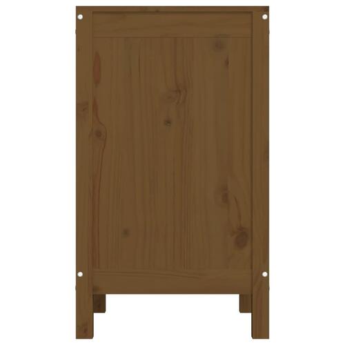 Vasketøjskurv 44x44x76 cm massivt fyrretræ gyldenbrun