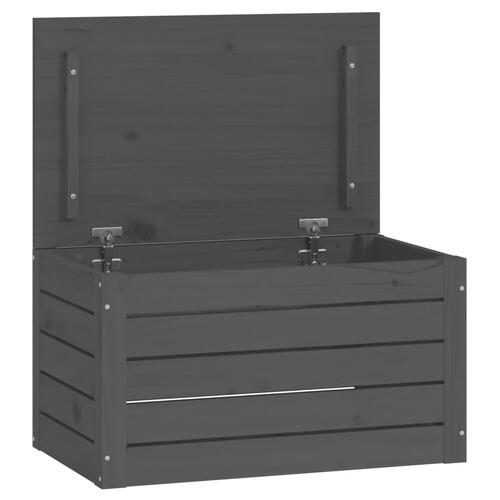 Opbevaringskasse 59,5x36,5x33 cm massivt fyrretræ grå