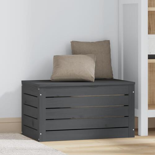 Opbevaringskasse 59,5x36,5x33 cm massivt fyrretræ grå