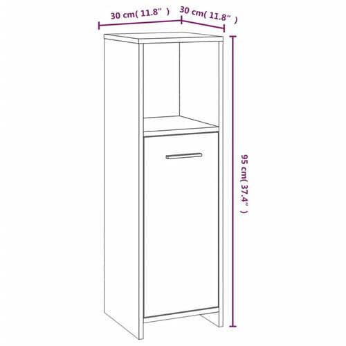 Badeværelsesskab 30x30x95 cm konstrueret træ røget egetræ