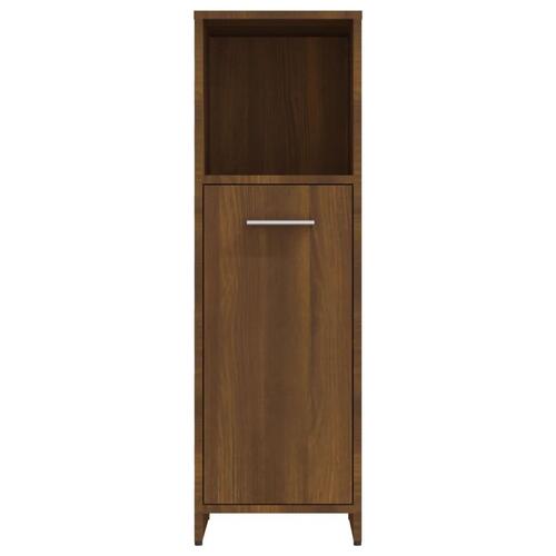 Badeværelsesskab 30x30x95 cm konstrueret træ brunt egetræ