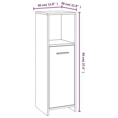 Badeværelsesskab 30x30x95 cm konstrueret træ brunt egetræ