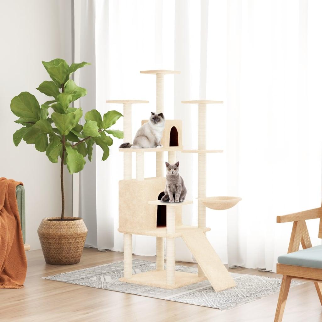 Kradsetræ med sisalkradsestolper 154 cm cremefarvet