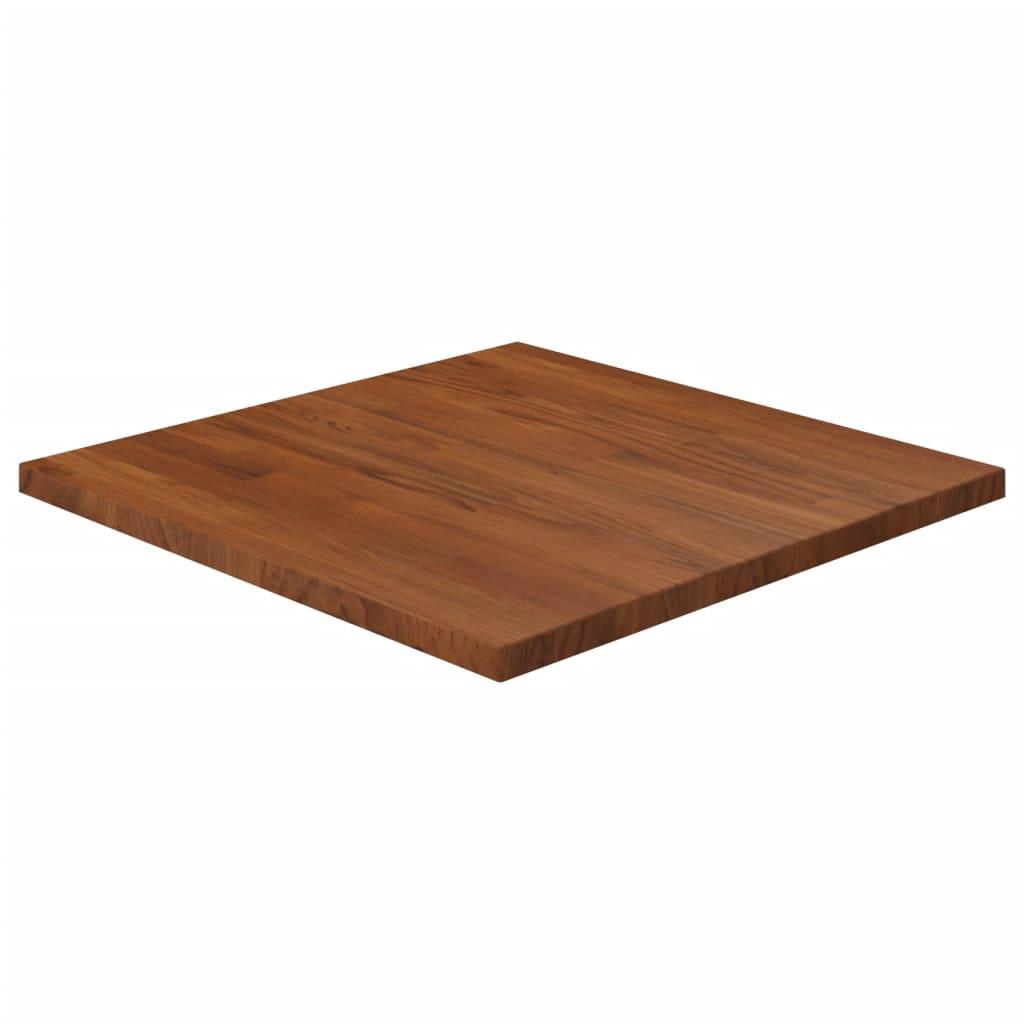 Firkantet bordplade 60x60x2,5 cm behandlet massivt eg mørkebrun