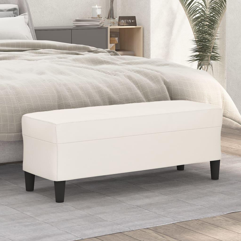 Bænk 100x35x41 cm kunstlæder cremefarvet