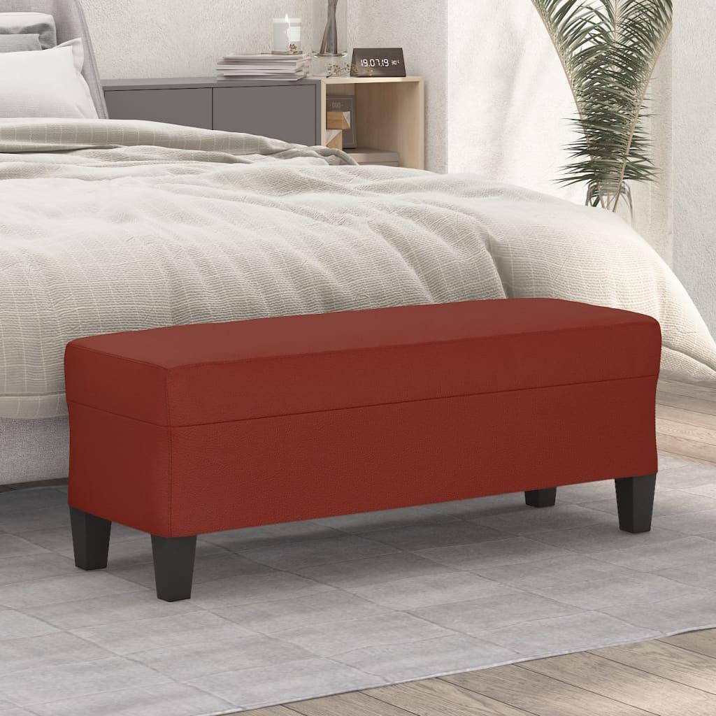 Bænk 100x35x41 cm kunstlæder vinrød