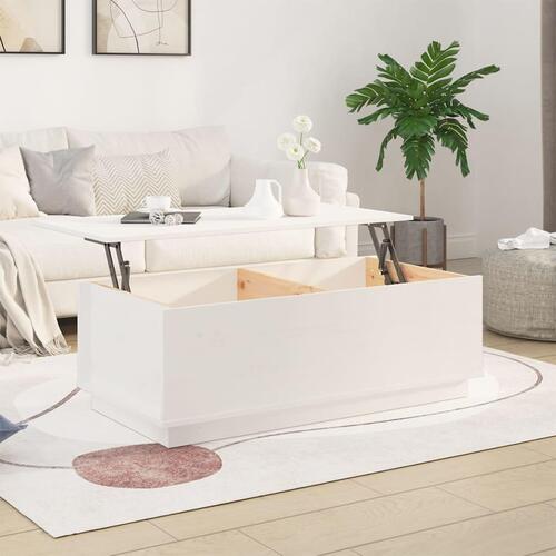 Sofabord 100x50x35 cm massivt fyrretræ hvid