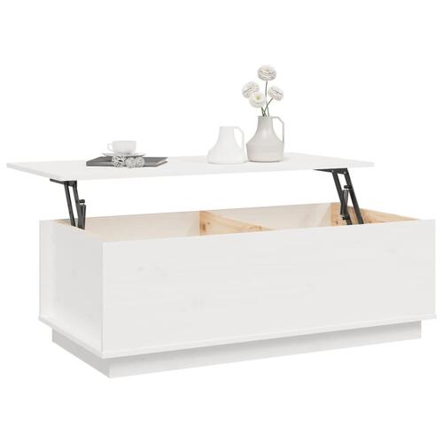 Sofabord 100x50x35 cm massivt fyrretræ hvid